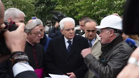 Sergio Mattarella visiting Notre Dame de Paris