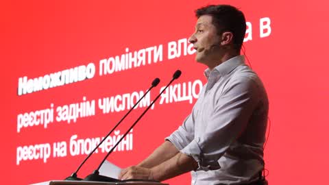 Ukraine's President Volodymyr Zelensky visits the iForum 2019 in Kiev