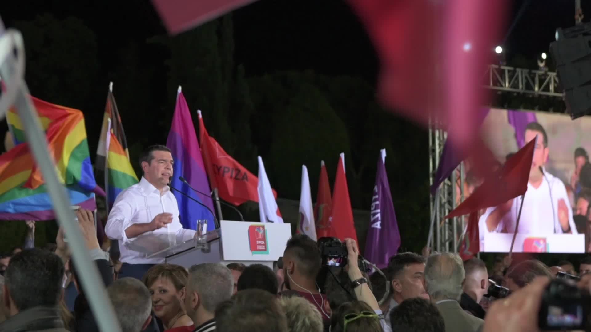 Alexis Tsipras Pre-election campaign speech in Athens, Greece