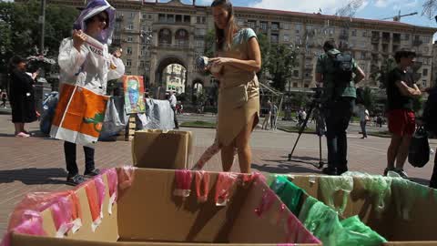 Protest against using of plastic bags in Kiev