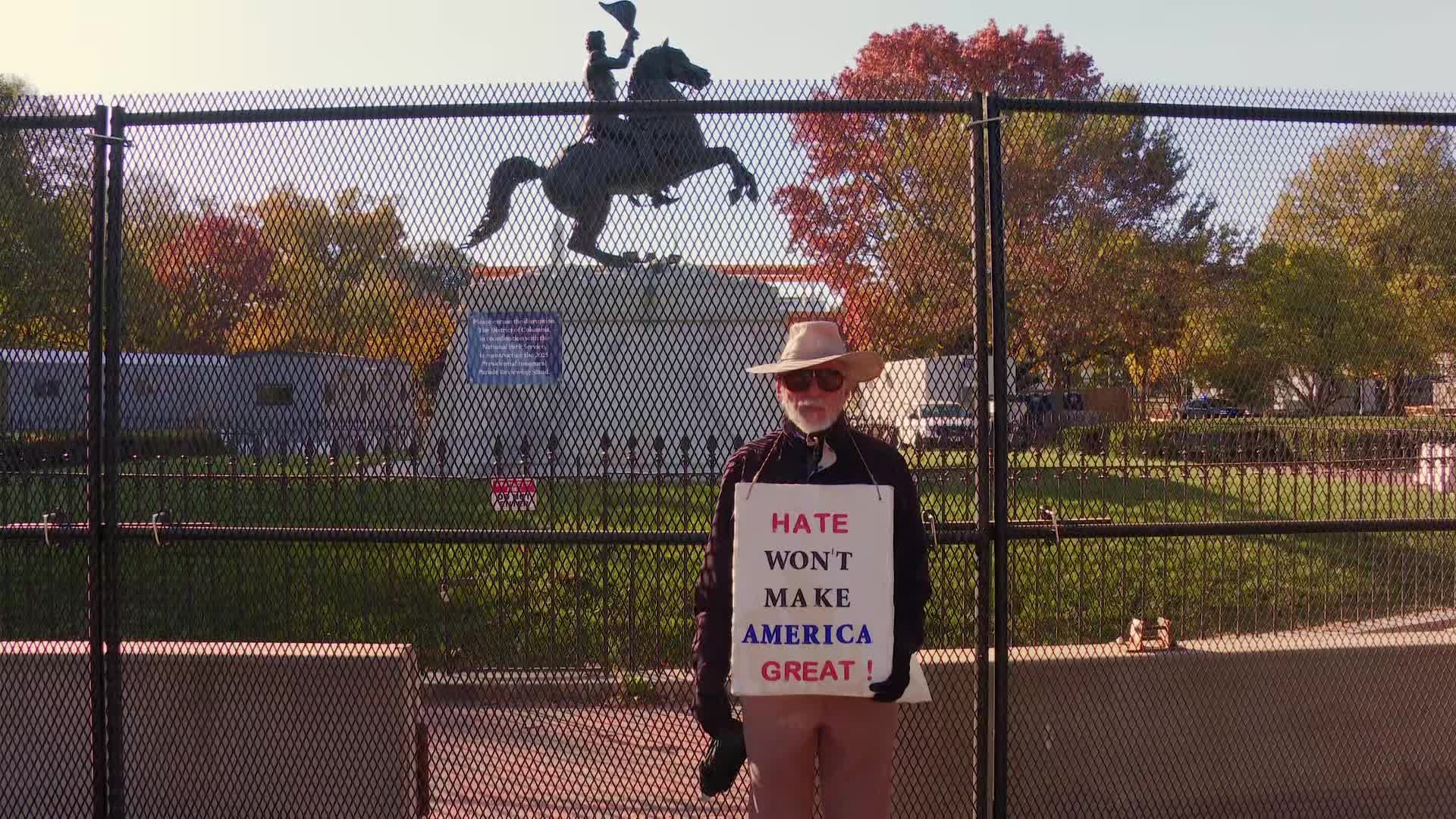 Anti-Trump Protester in front of White House 