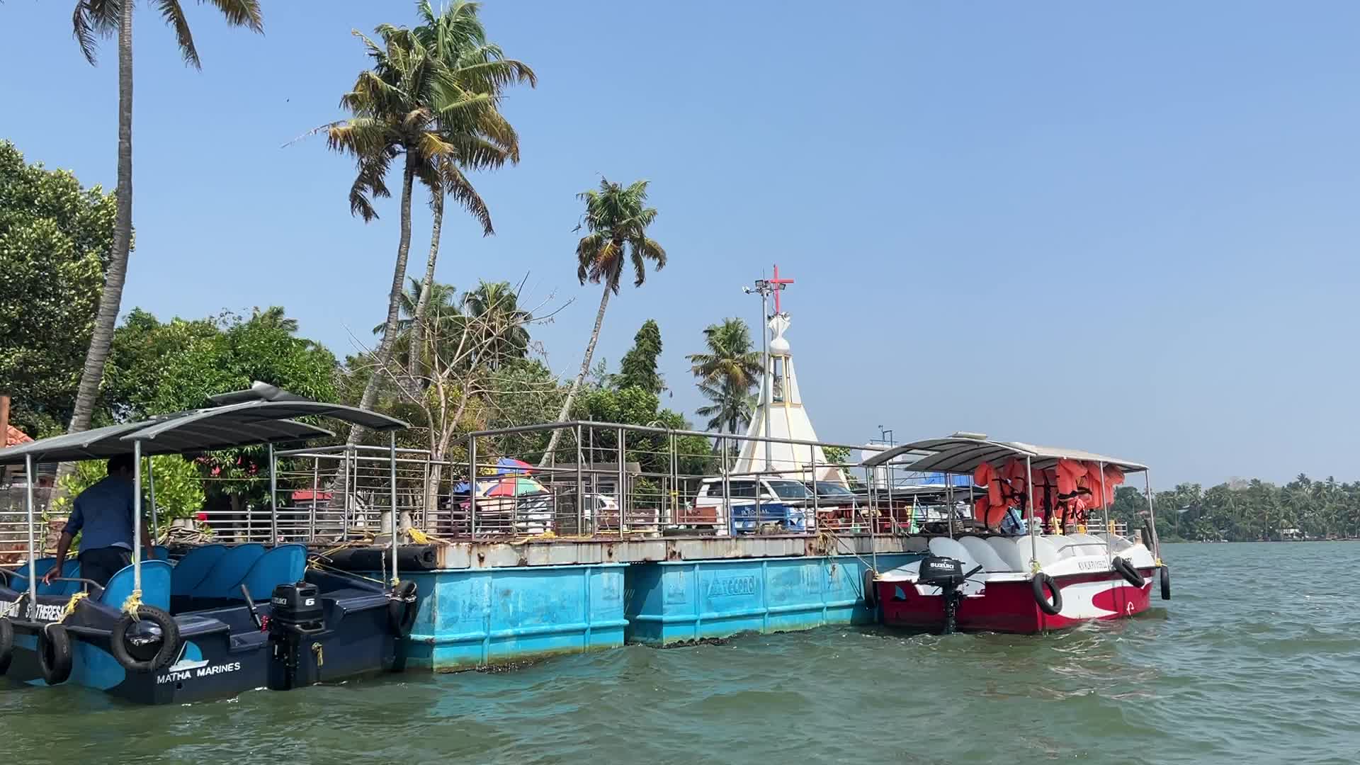 Small church by the Ashtamudi Lake