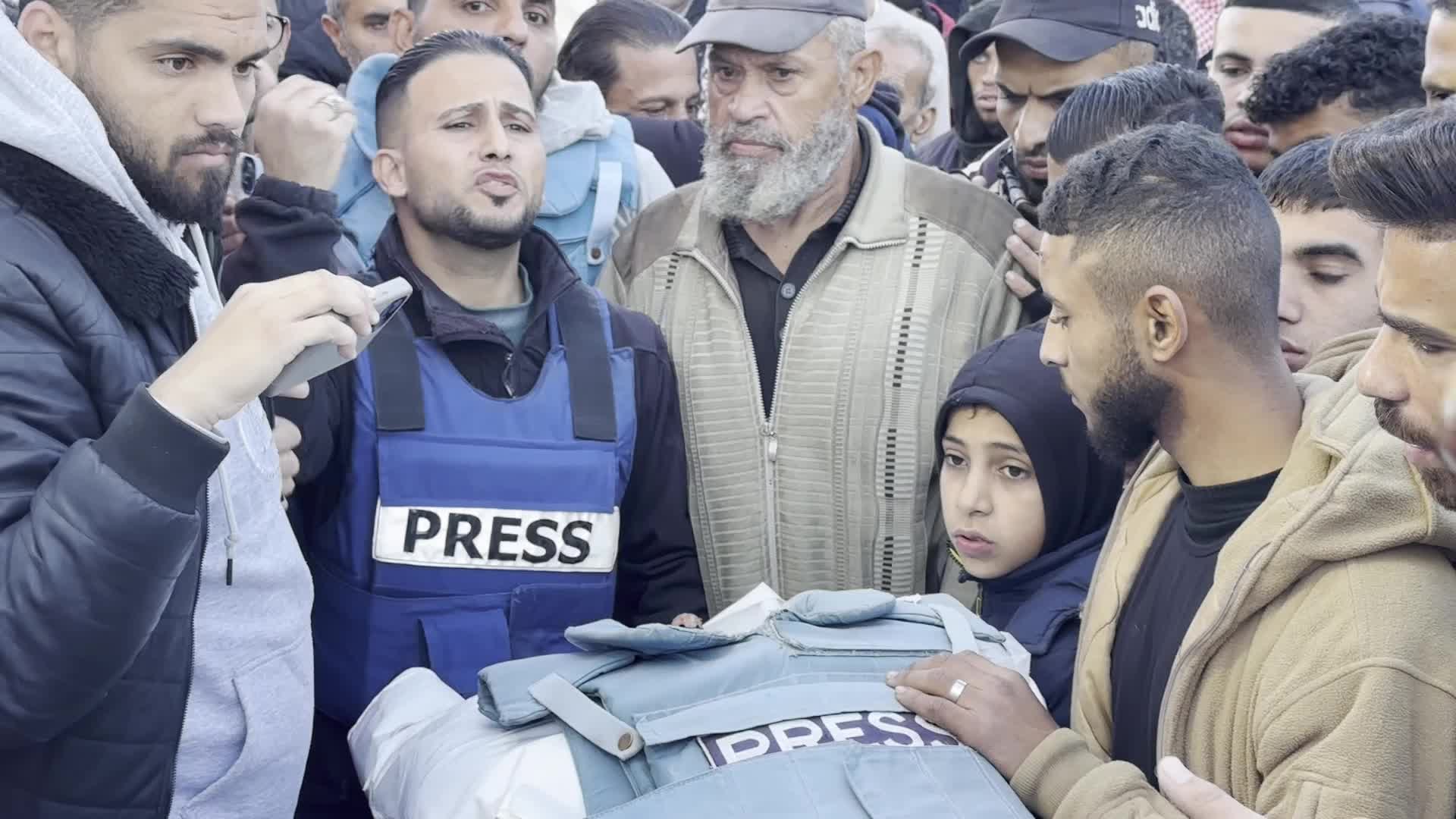 Mourners Gather at Funeral of Al Jazeera Journalist Ahmed Al-Louh in Gaza