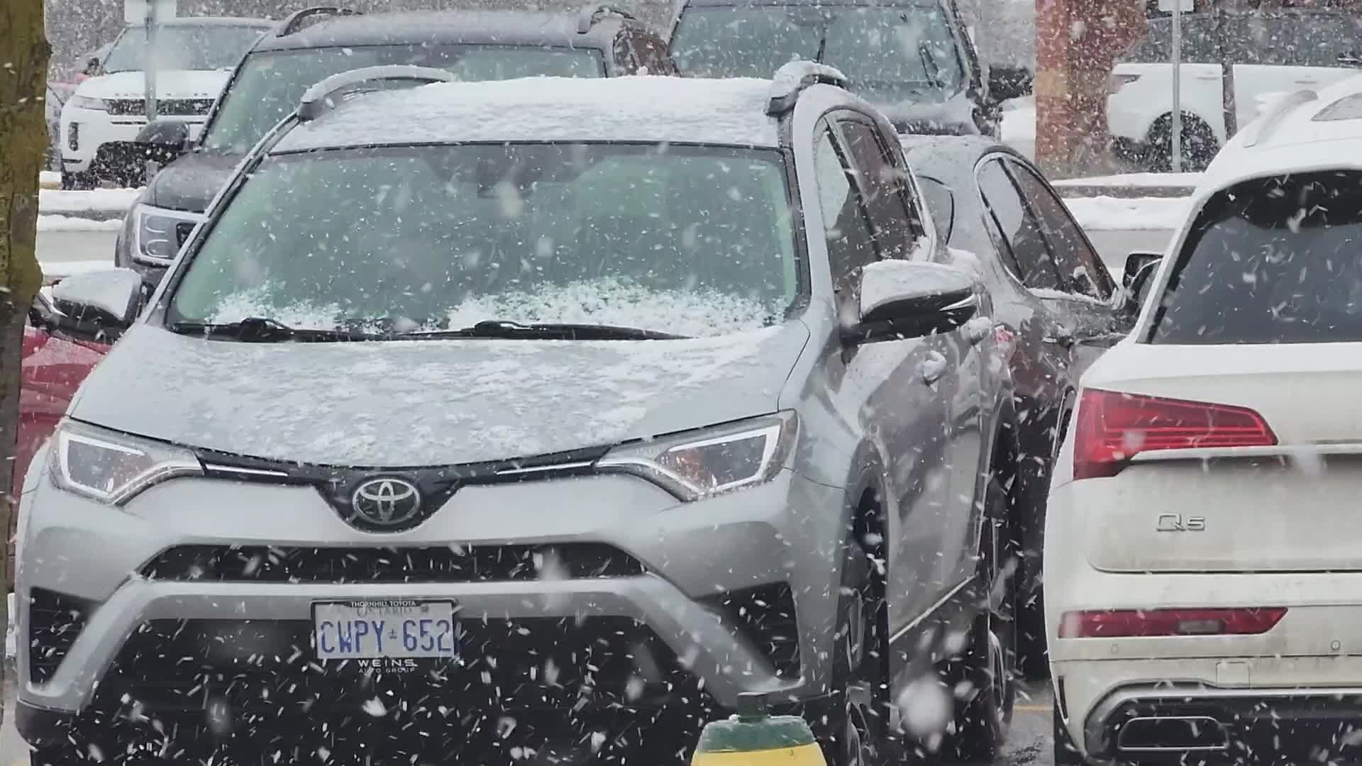 Heavy wet snow falling in Toronto, Canada