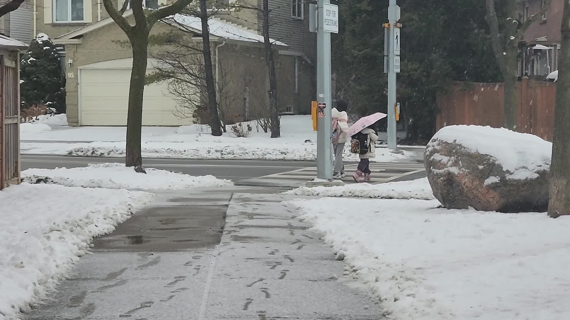 Wet snow falling in Toronto, Canada