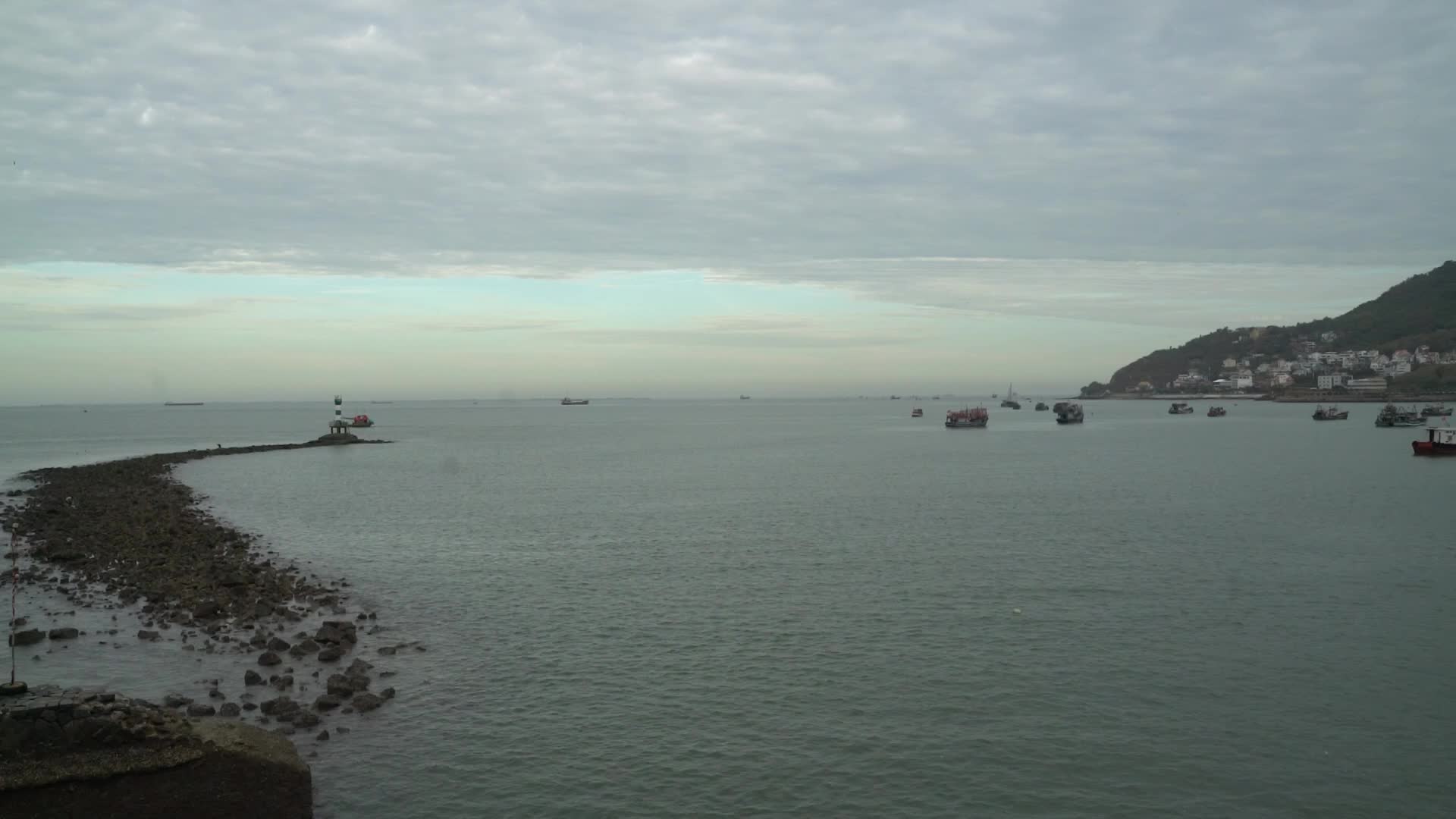 Sea and boats view from the port city of Vung Tau, Vietnam