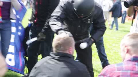 Trump supporters and protesters clash at free speech rally in Berkeley