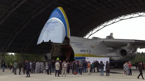 The biggest aircraft in the world Ukrainian Antonov An-225 'Mriya'  at aerodrome "Kiev" in Gostomel